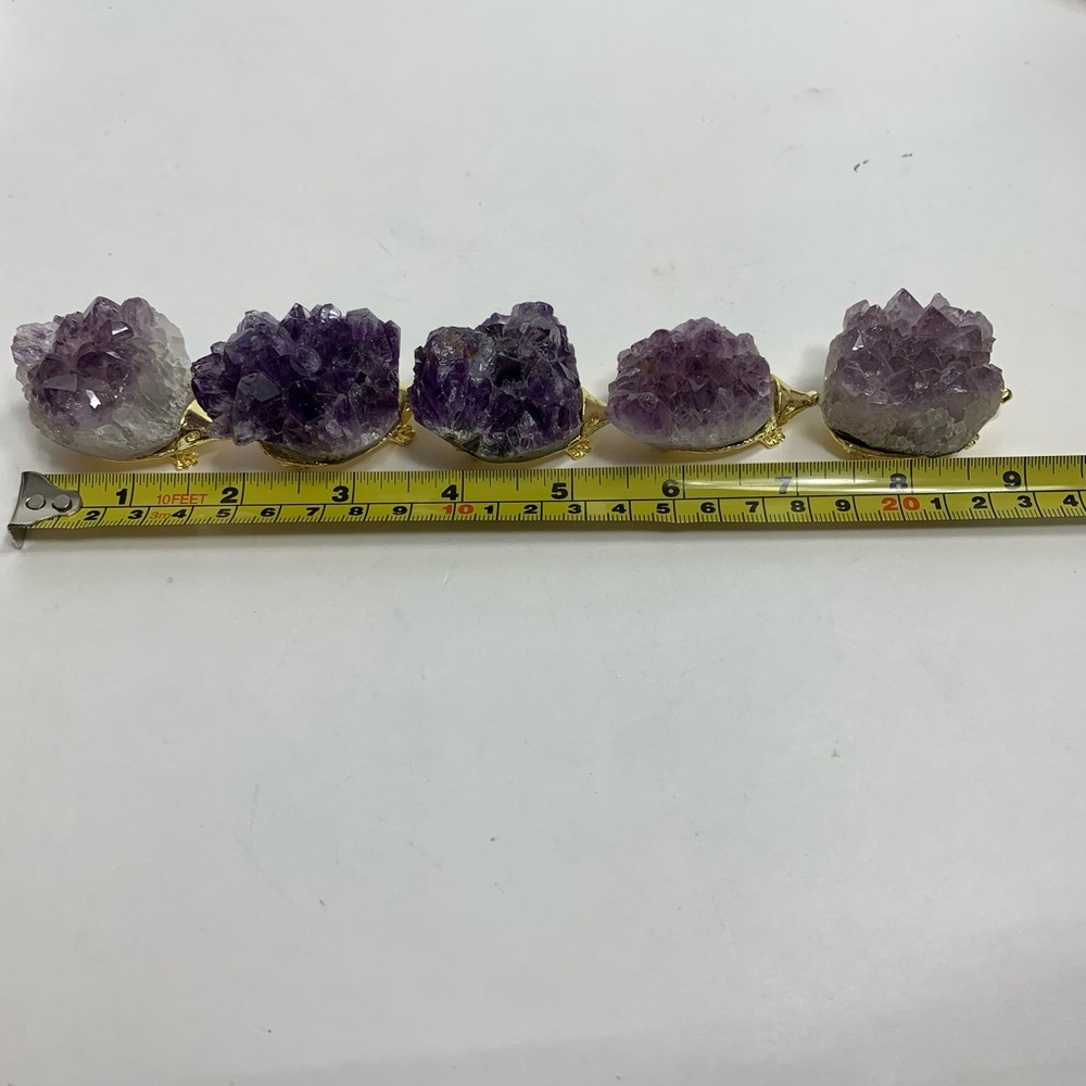 Set of 5 hedgehogs with Natural Amethyst quartz crystals gems. - Picture 10 of 10